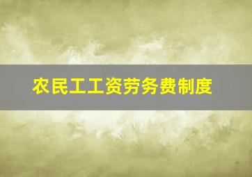 农民工工资劳务费制度