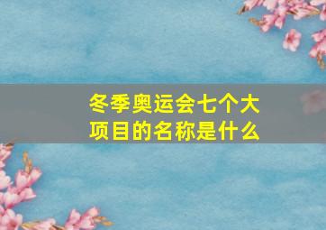 冬季奥运会七个大项目的名称是什么