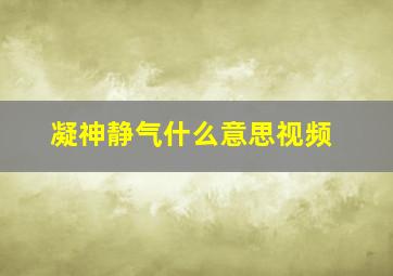 凝神静气什么意思视频