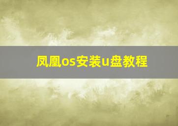 凤凰os安装u盘教程