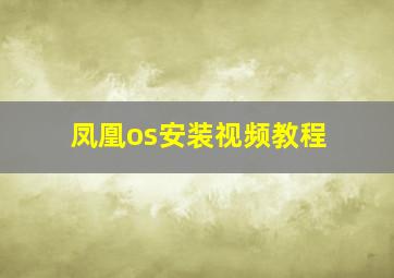 凤凰os安装视频教程