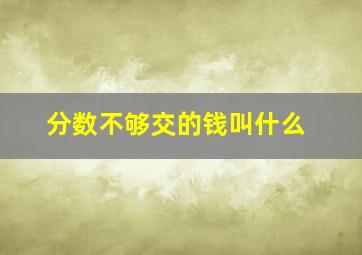 分数不够交的钱叫什么