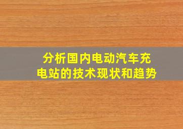 分析国内电动汽车充电站的技术现状和趋势