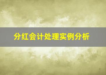 分红会计处理实例分析