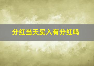 分红当天买入有分红吗