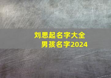 刘思起名字大全男孩名字2024