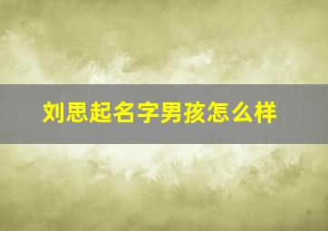 刘思起名字男孩怎么样