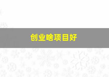 创业啥项目好