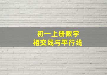 初一上册数学相交线与平行线