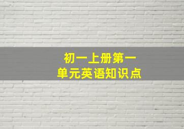 初一上册第一单元英语知识点