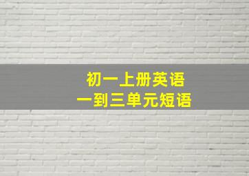 初一上册英语一到三单元短语