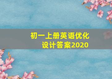 初一上册英语优化设计答案2020