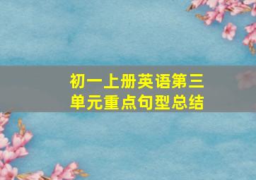 初一上册英语第三单元重点句型总结