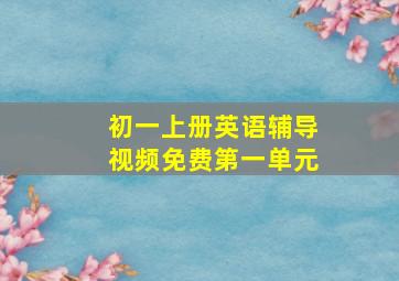 初一上册英语辅导视频免费第一单元