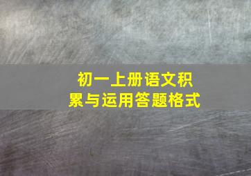 初一上册语文积累与运用答题格式