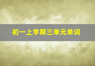 初一上学期三单元单词