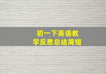 初一下英语教学反思总结简短