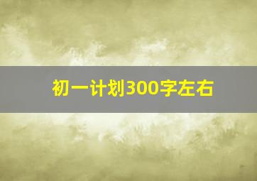 初一计划300字左右