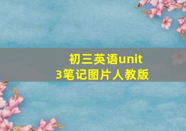 初三英语unit3笔记图片人教版