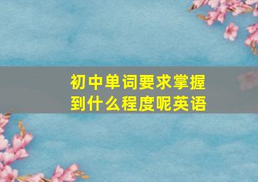 初中单词要求掌握到什么程度呢英语