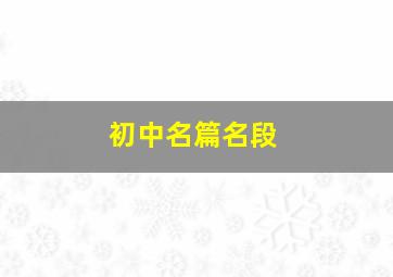 初中名篇名段