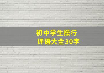 初中学生操行评语大全30字