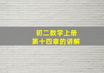 初二数学上册第十四章的讲解