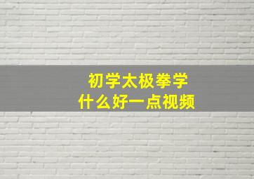 初学太极拳学什么好一点视频