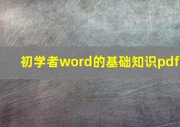 初学者word的基础知识pdf