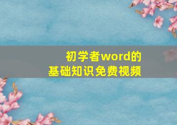 初学者word的基础知识免费视频