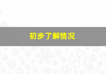 初步了解情况