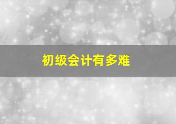 初级会计有多难