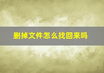 删掉文件怎么找回来吗