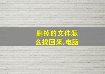 删掉的文件怎么找回来,电脑