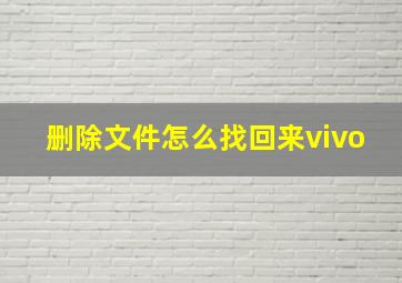 删除文件怎么找回来vivo