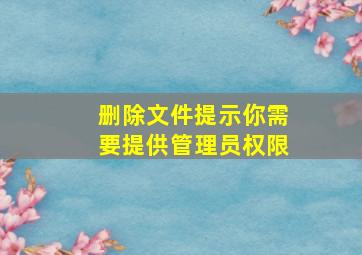 删除文件提示你需要提供管理员权限