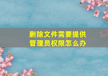 删除文件需要提供管理员权限怎么办