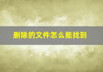 删除的文件怎么能找到