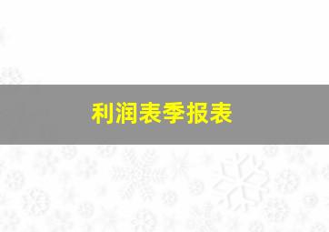 利润表季报表