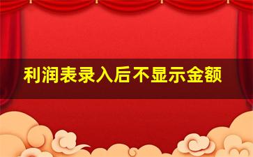 利润表录入后不显示金额