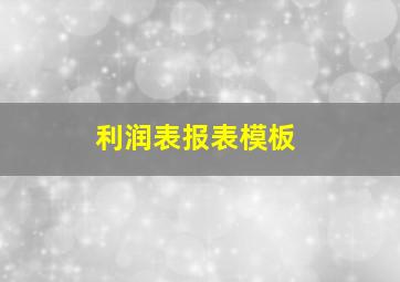 利润表报表模板