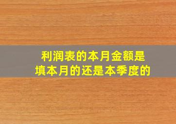 利润表的本月金额是填本月的还是本季度的