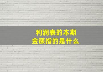 利润表的本期金额指的是什么