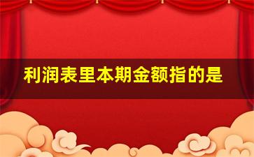 利润表里本期金额指的是