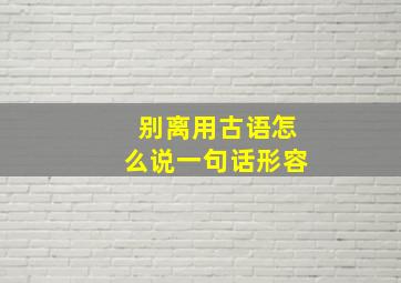 别离用古语怎么说一句话形容