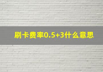 刷卡费率0.5+3什么意思