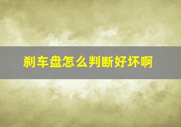 刹车盘怎么判断好坏啊