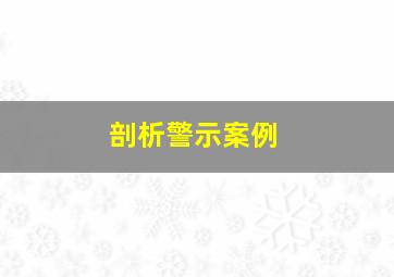 剖析警示案例