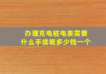 办理充电桩电表需要什么手续呢多少钱一个