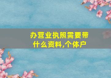 办营业执照需要带什么资料,个体户